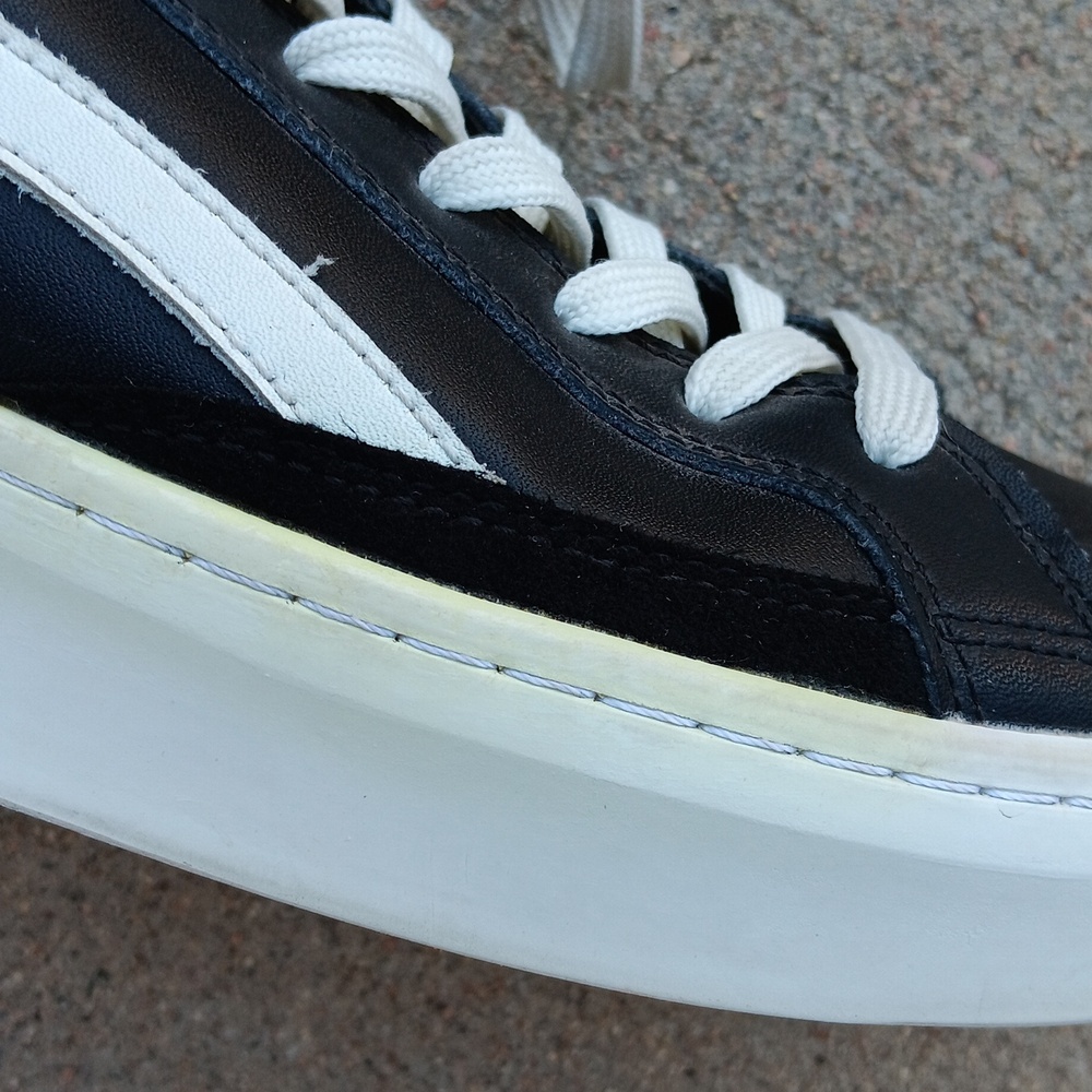 Nothing New Black Leather Platform Womens Sneakers - Picture 6 of 10